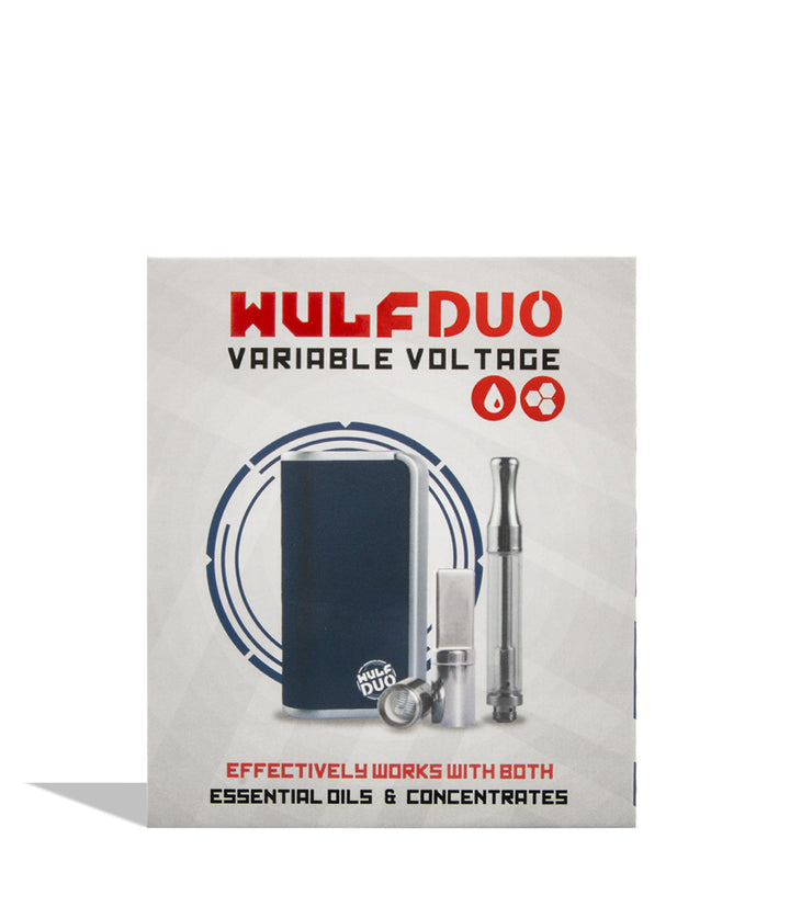 Blue packaging Wulf Mods Duo 2 in 1 Cartridge Vaporizer on white background