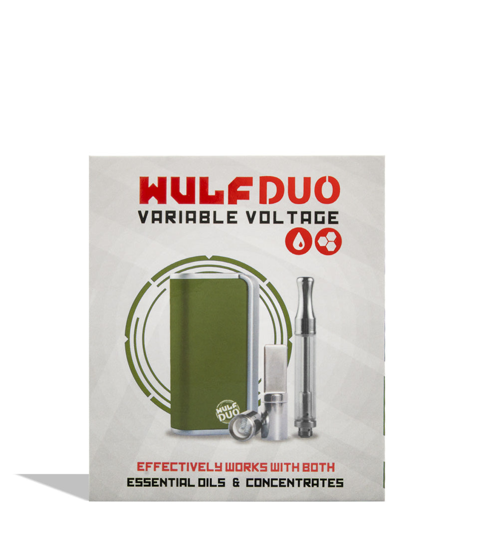 Green packaging Wulf Mods Duo 2 in 1 Cartridge Vaporizer on white background