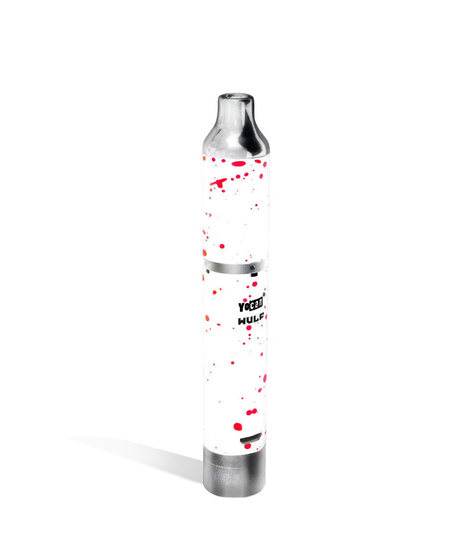 White Red Spatter back view Wulf Mods Evolve Plus Concentrate Vaporizer on white background