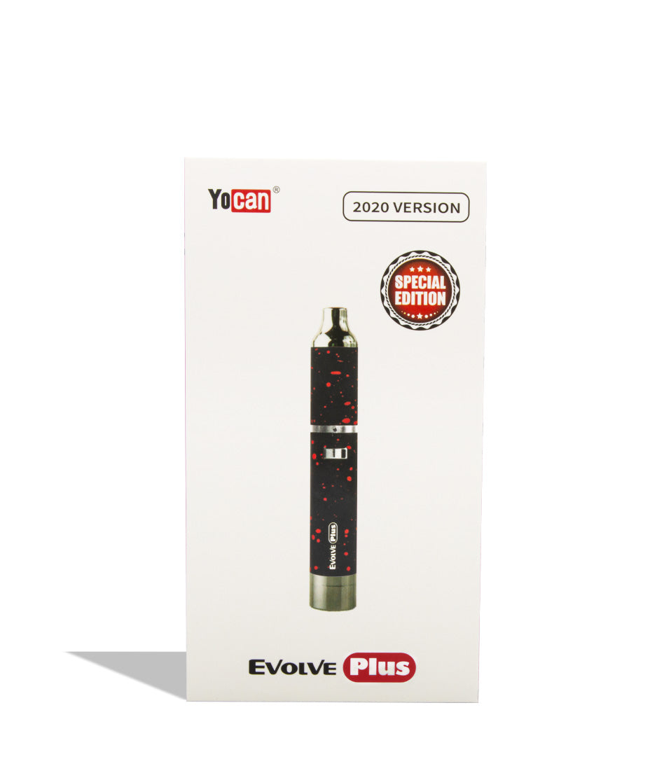 Black Red Spatter packaging Wulf Mods Evolve Plus Concentrate Vaporizer on white background