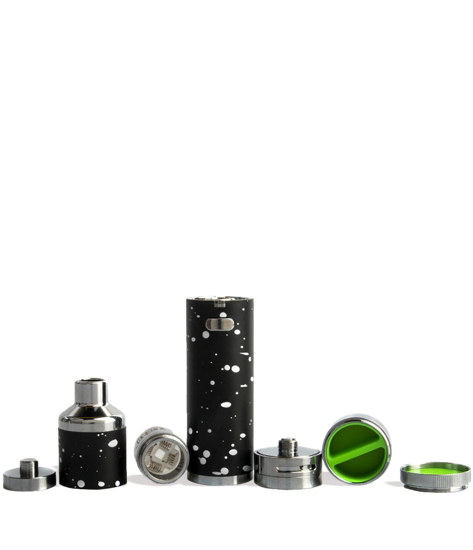 Black White Spatter apart Wulf Mods Evolve Plus XL Concentrate Vaporizer on white background