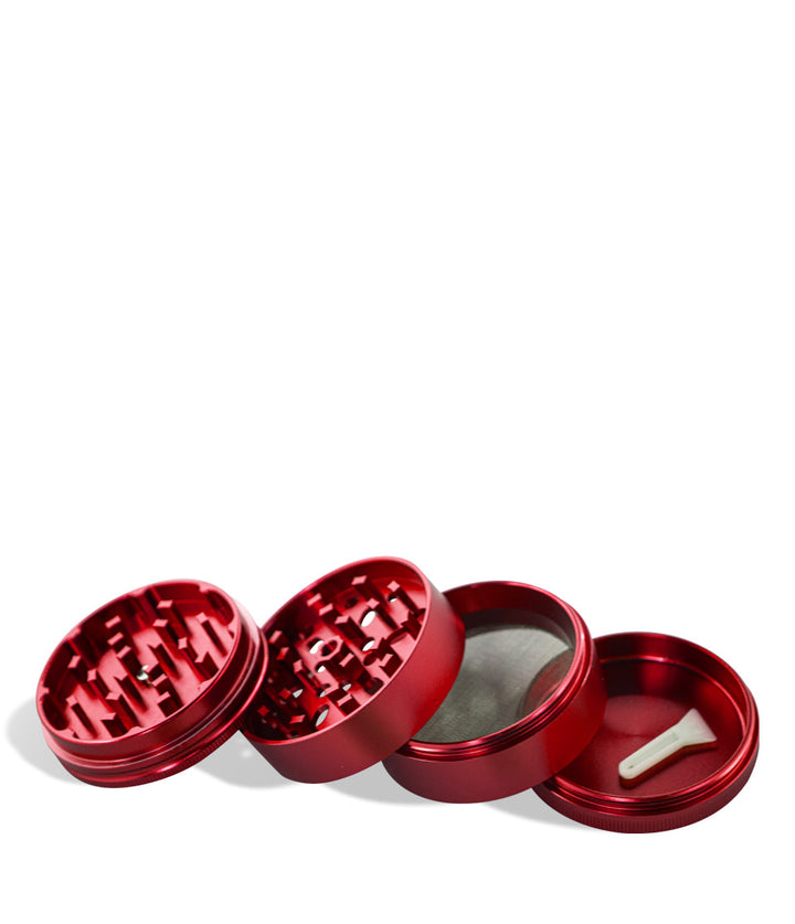 Red Wulf Mods 65mm 4pc Grinder Open Apart View on White Background