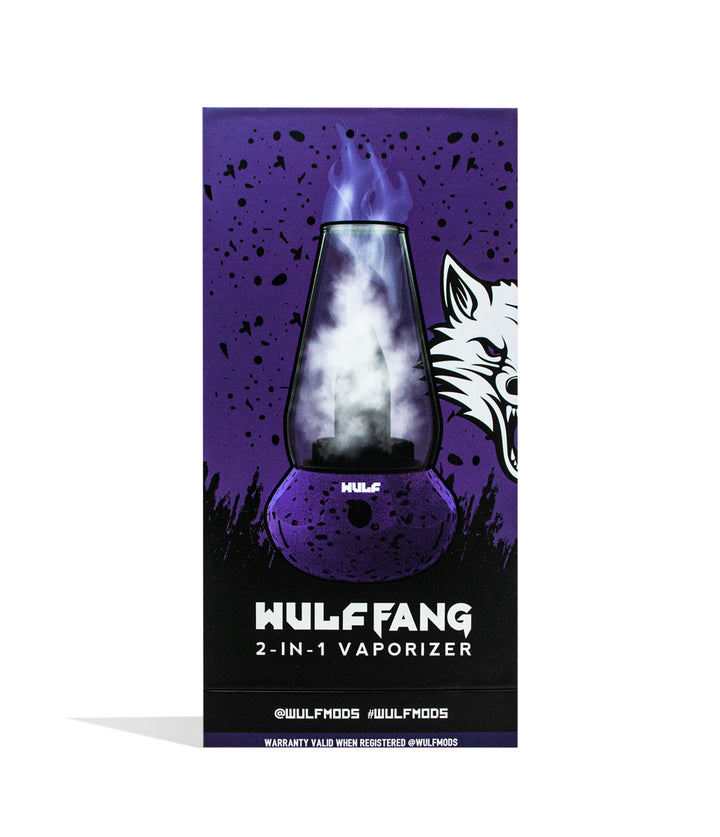 Purple Black Spatter packaging Wulf Mods Fang 2-in-1 Vaporizer on white background