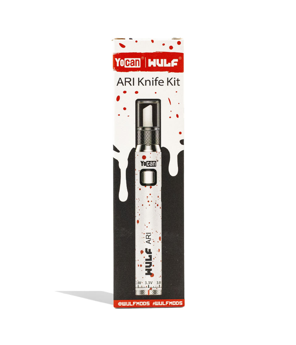 White Red Spatter Wulf Mods ARI Hot Knife packaging on white background