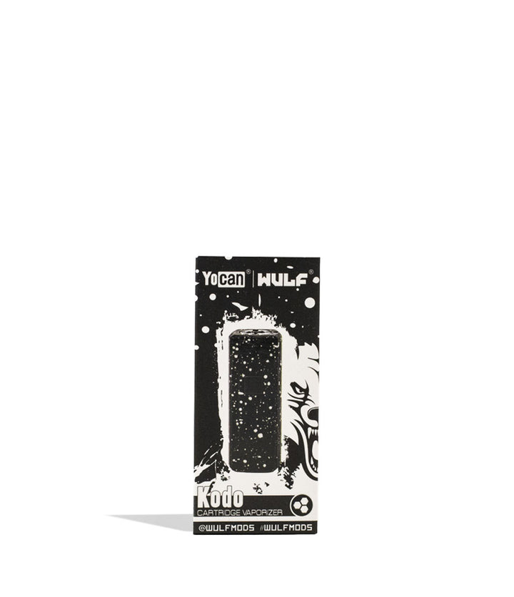 Black White Spatter packaging Wulf Mods KODO Cartridge Vaporizer on white background