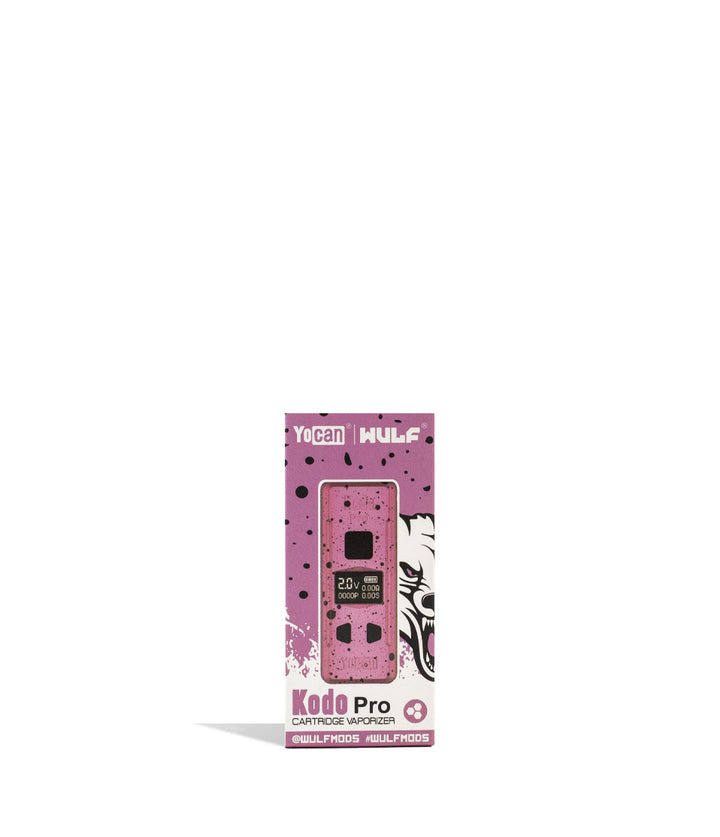 Pink Black Spatter packaging Wulf Mods KODO Pro Cartridge Vaporizer on white background