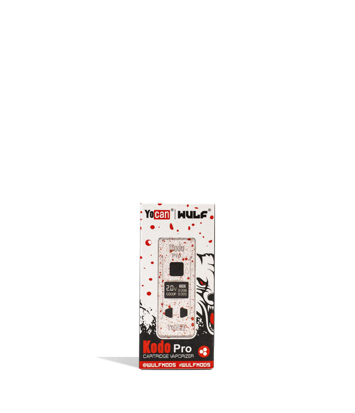 White Red Spatter packaging Wulf Mods KODO Pro Cartridge Vaporizer on white background