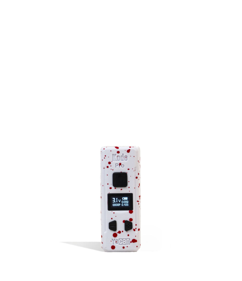 White Red Spatter Wulf Mods KODO Pro Cartridge Vaporizer on white background