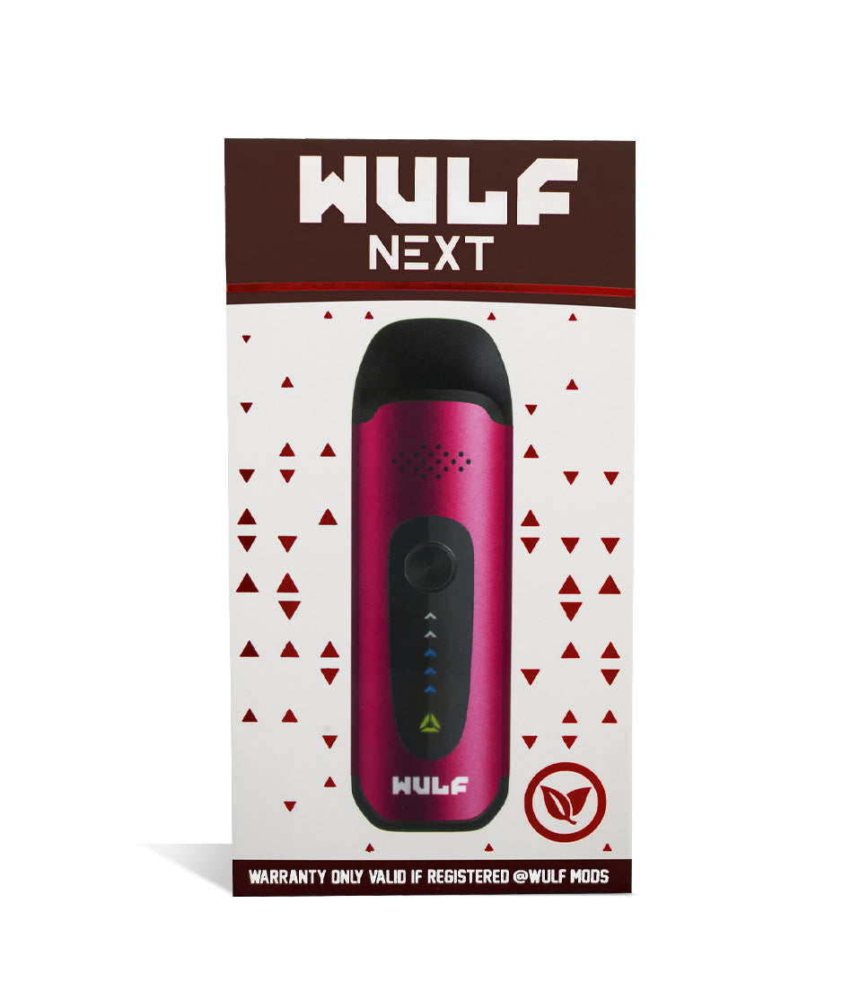 Red packaging Wulf Mods Next Vaporizer on white background