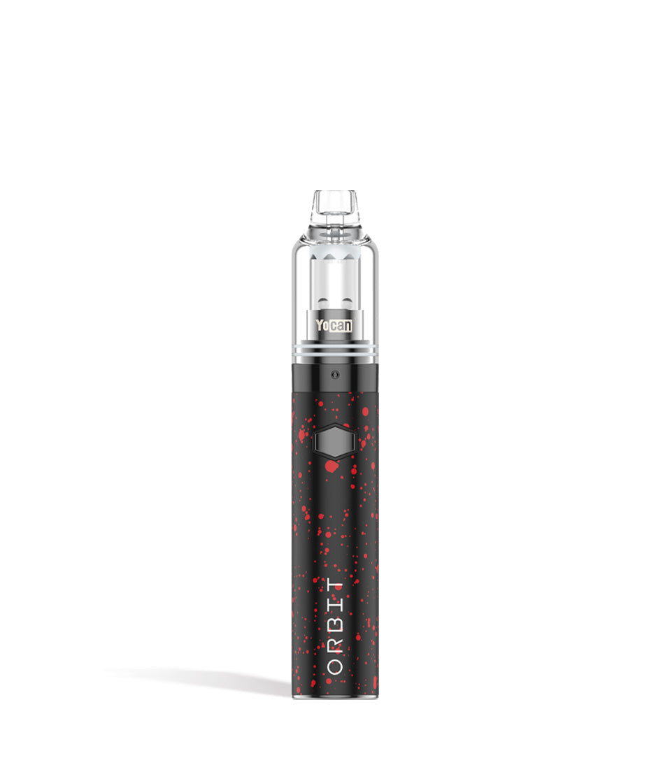 Black Red Spatter Wulf Mods Orbit Concentrate Vaporizer on white background