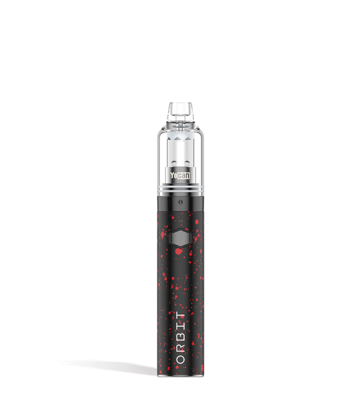 Black Red Spatter Wulf Mods Orbit Concentrate Vaporizer on white background