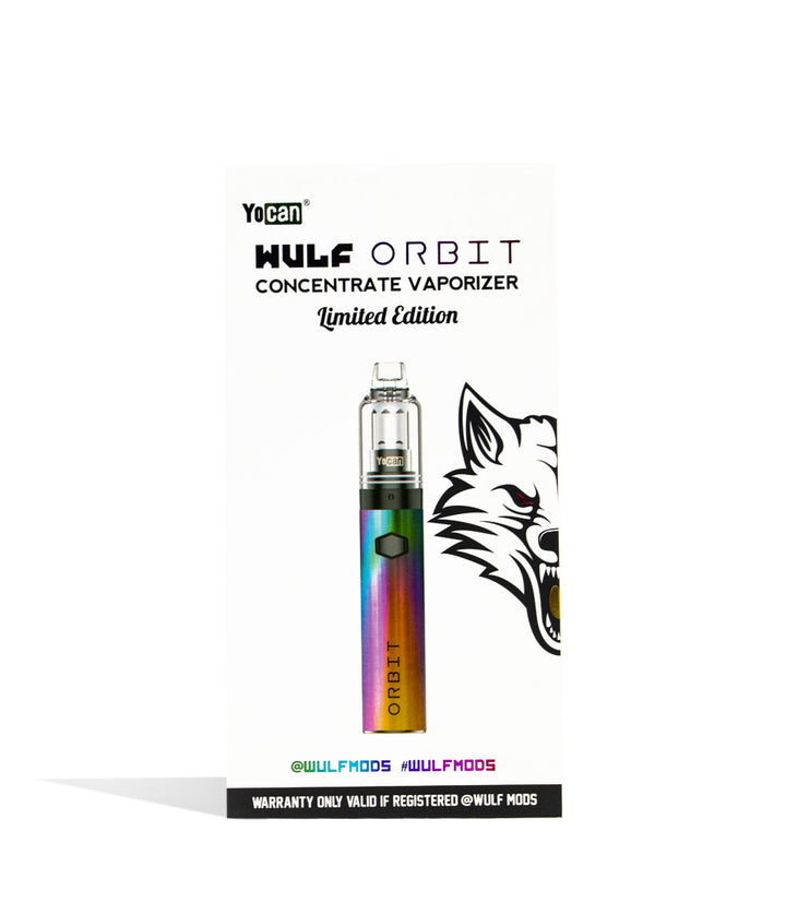 Full Color packaging Wulf Mods Orbit Concentrate Vaporizer on white background