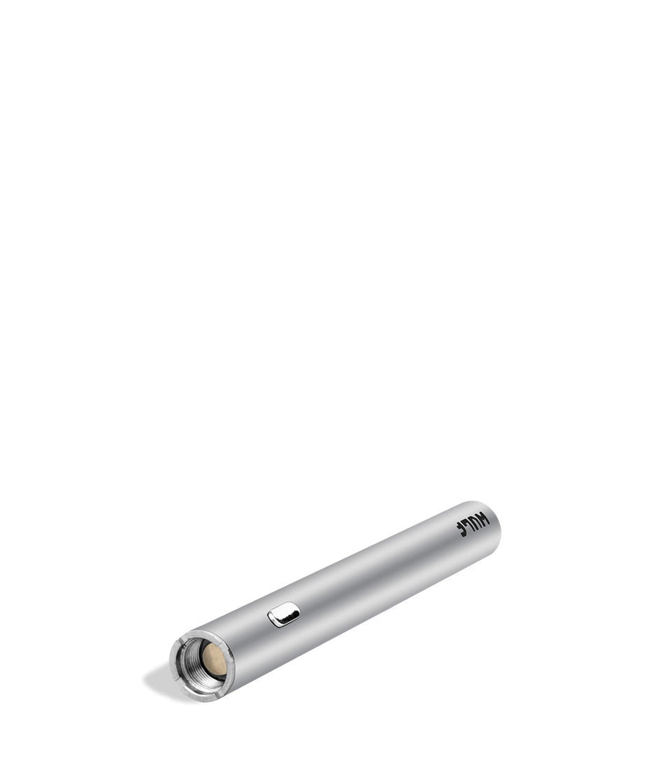 Silver top view Wulf Mods SLK Vape Pen on white background