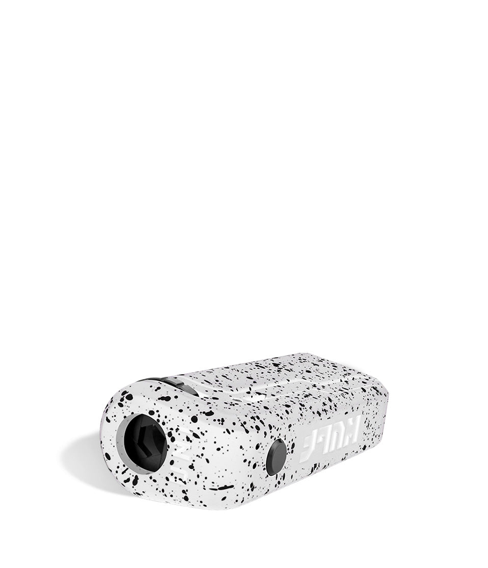 White Black Spatter Wulf Mods UNI Adjustable Cartridge Vaporizer Down View on White Background