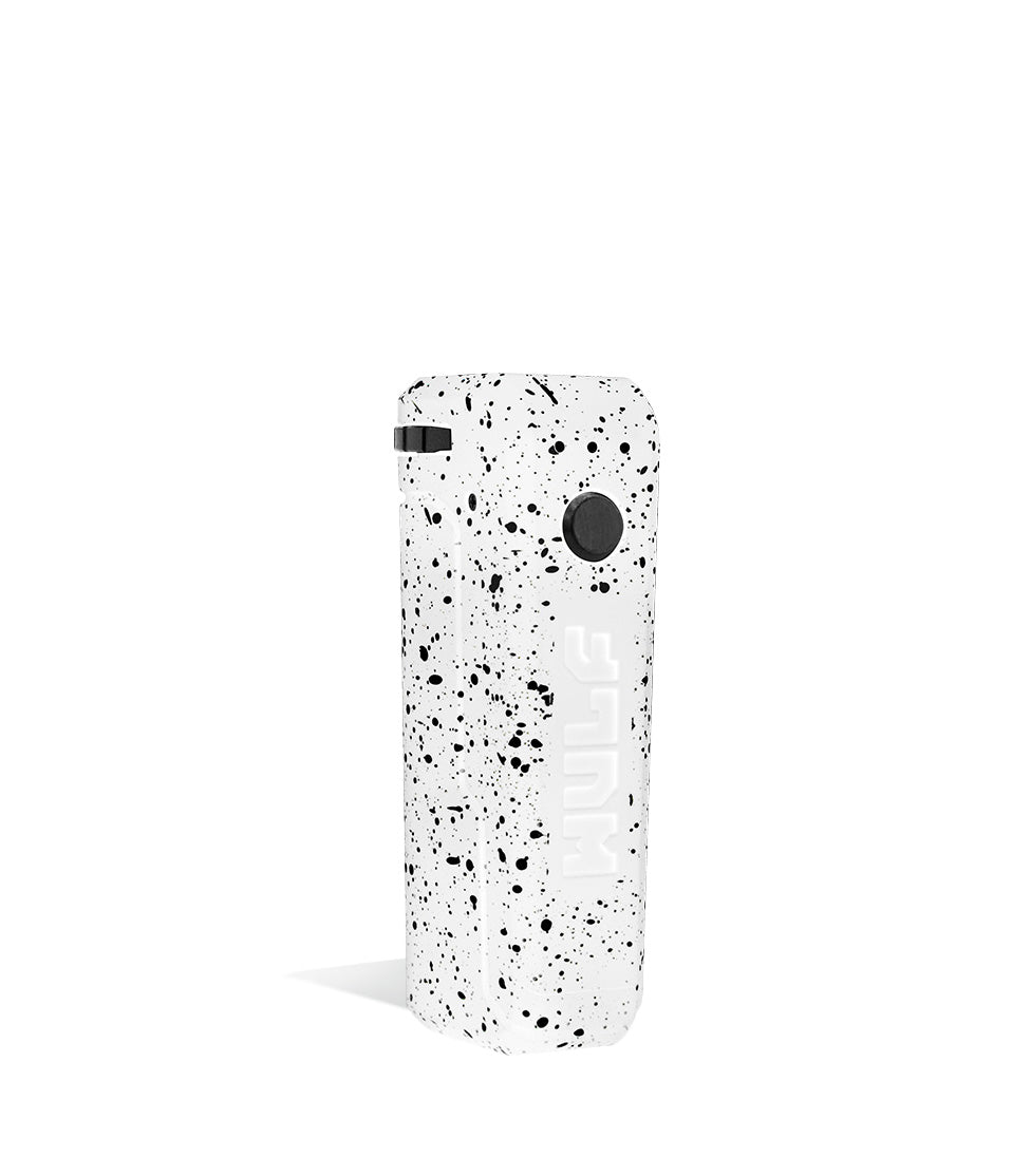 White Black Spatter Wulf Mods UNI Adjustable Cartridge Vaporizer Side View on White Background